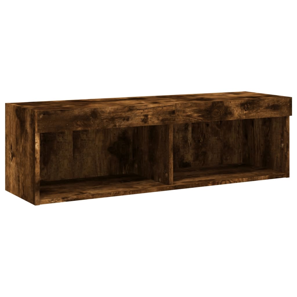 vidaXL TV Cabinet with LED Lights Smoked Oak 100x30x30 cm