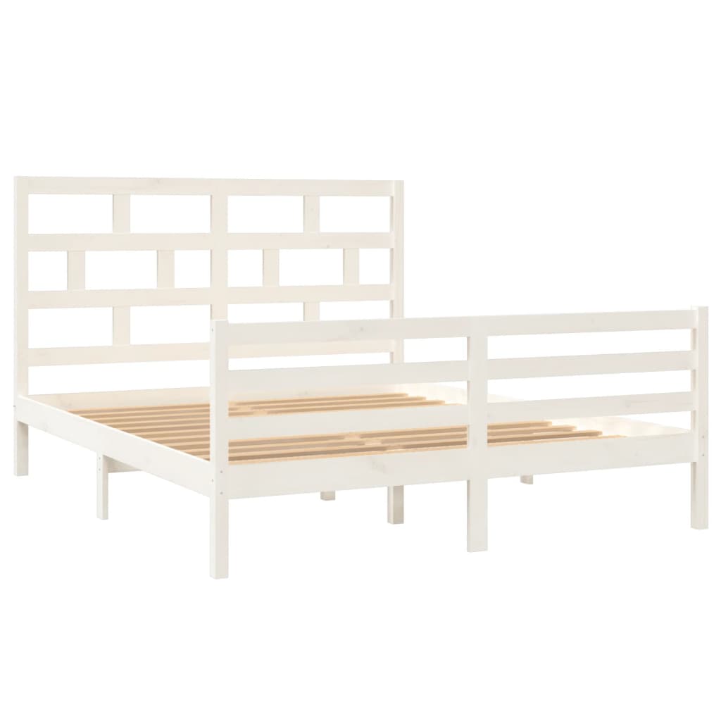 vidaXL Bed Frame without Mattress White Solid Wood King Size