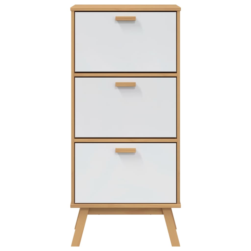 vidaXL Shoe Cabinet OLDEN White and Brown 55x35x120cm Solid Wood Pine