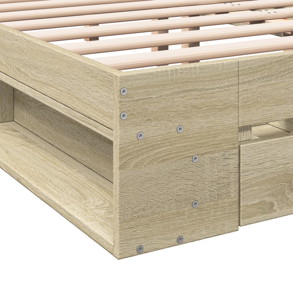 vidaXL Bed Frame with Drawers without Mattress Sonoma Oak 140x190 cm