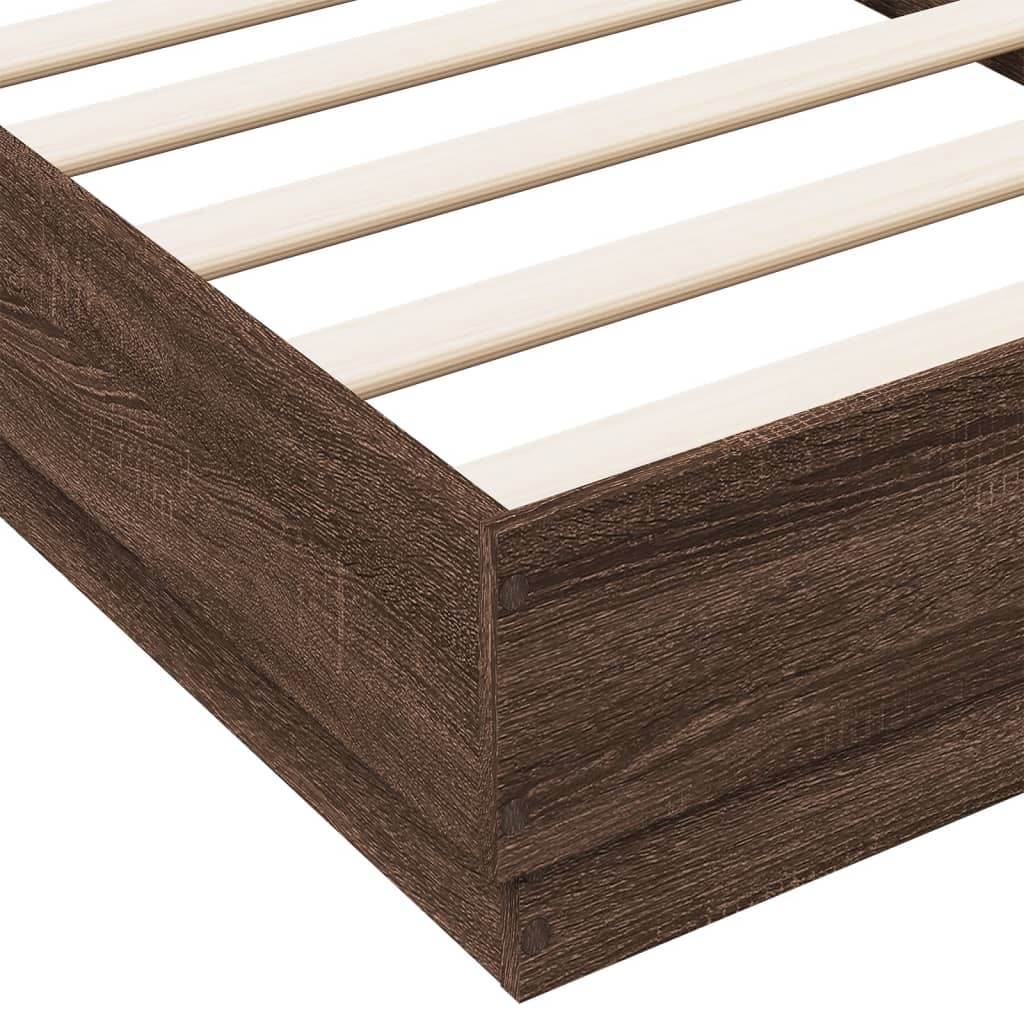 vidaXL Bed Frame without Mattress Brown Oak 75x190 cm Small Single Engineered Wood