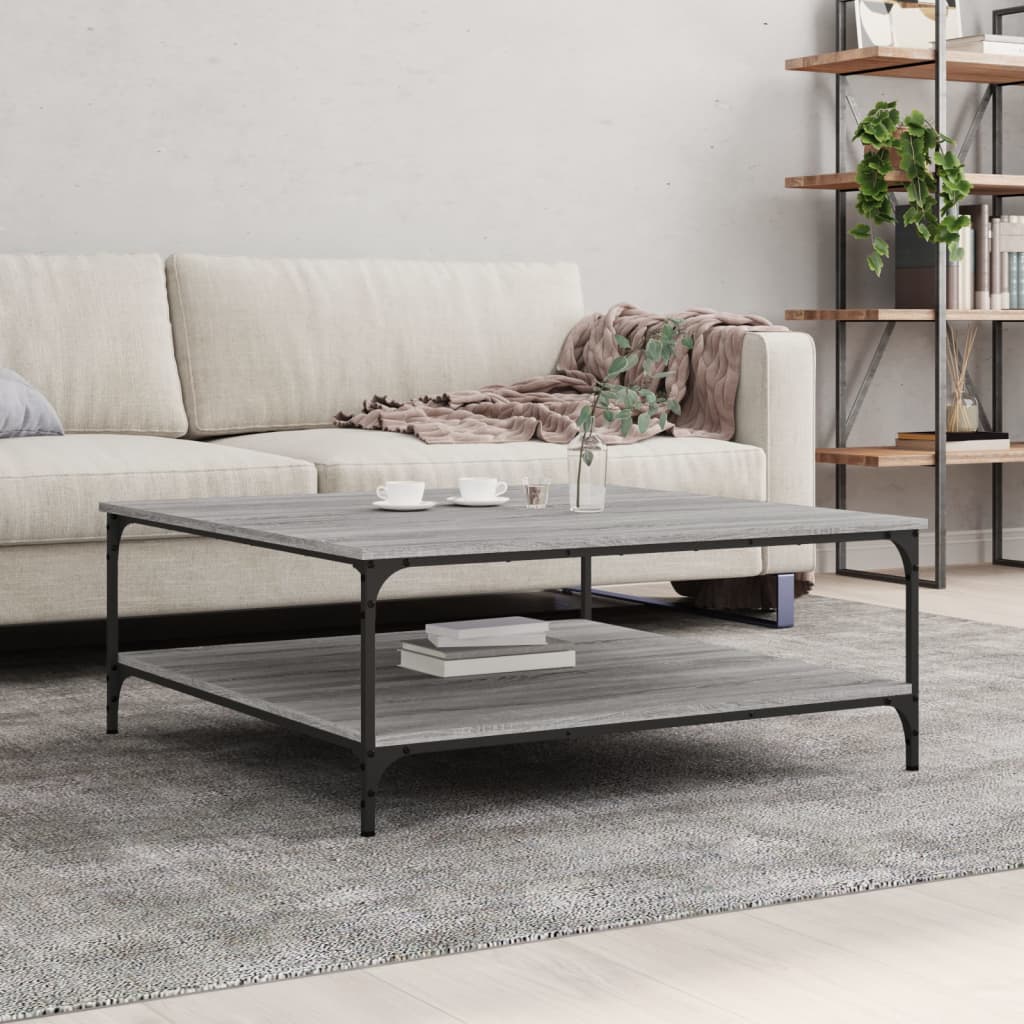 vidaXL Coffee Table Grey Sonoma 100x100x40 cm Engineered Wood
