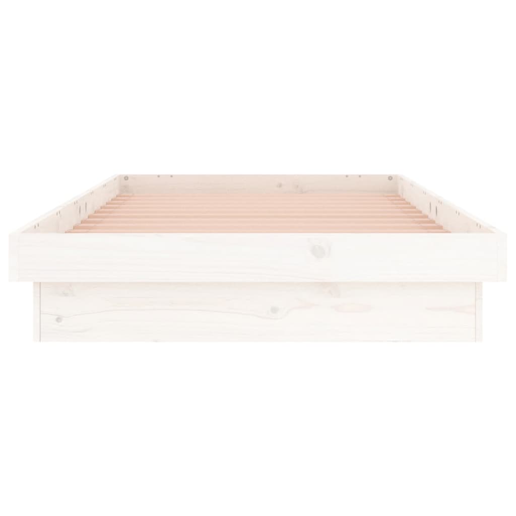 vidaXL LED Bed Frame without Mattress White Small Single Solid Wood