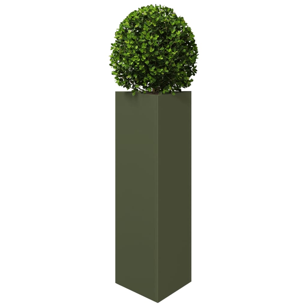 vidaXL Garden Planter Olive Green Triangular 30x26x75 cm Steel