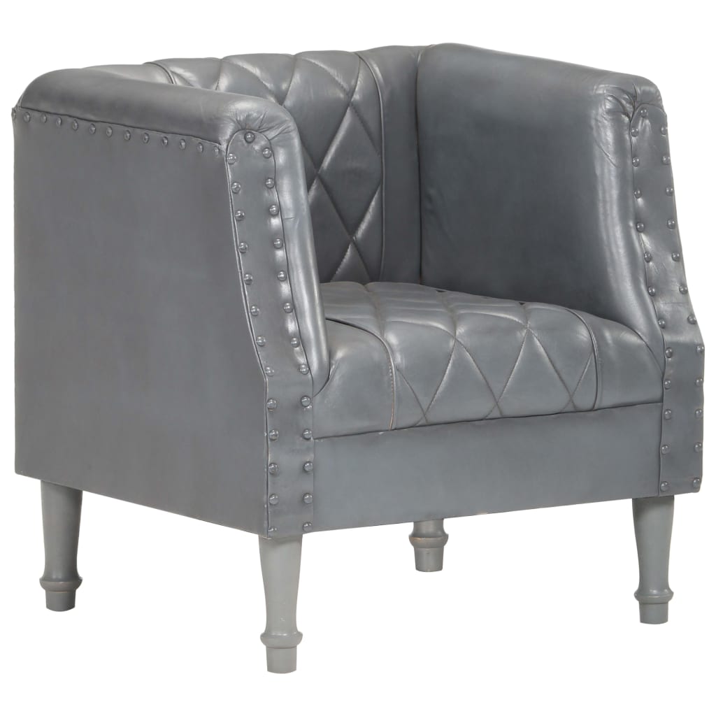 vidaXL Tub Chair Grey Real Goat Leather