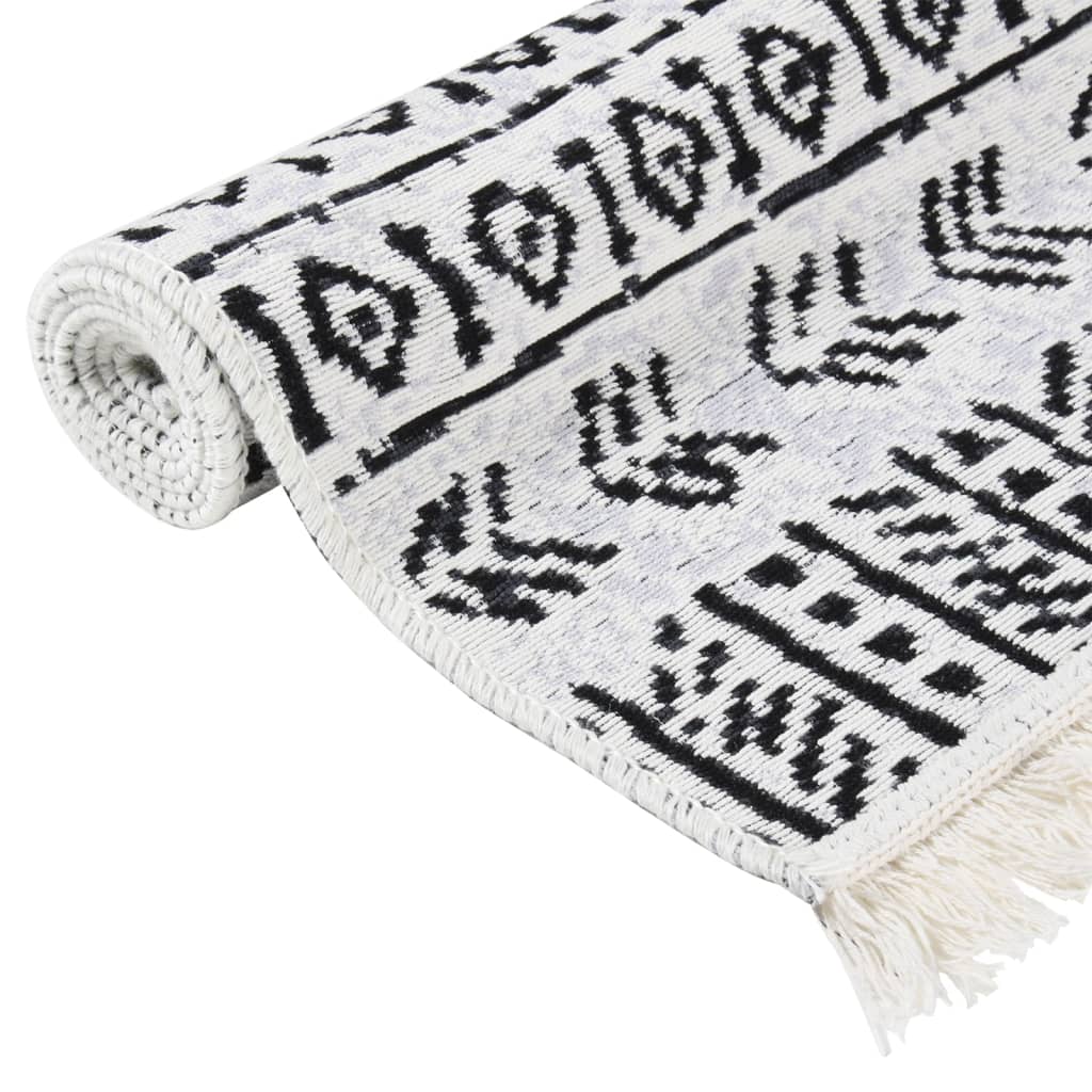 vidaXL Rug Black and White 100x200 cm Cotton