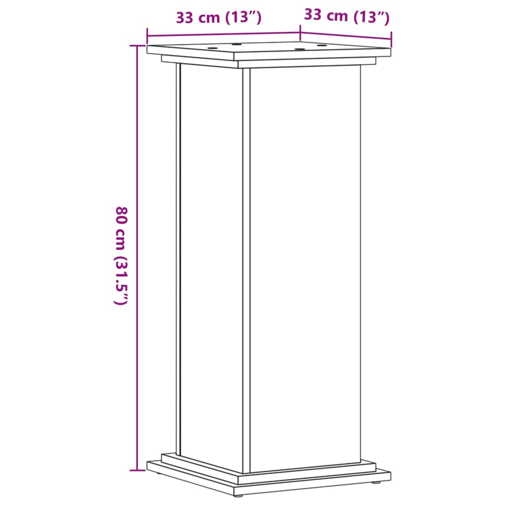 vidaXL Plant Stand Brown Oak 33x33x80 cm Engineered Wood