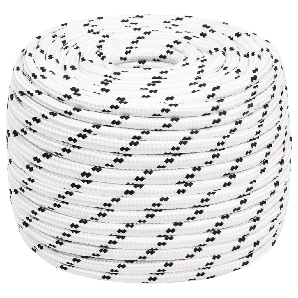 vidaXL Braided Boat Rope White 12 mmx25 m Polyester