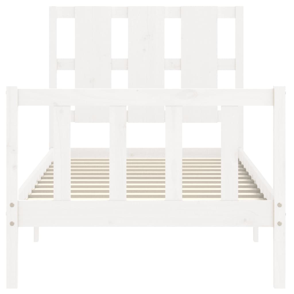 vidaXL Bed Frame without Mattress White Small Single Solid Wood Pine