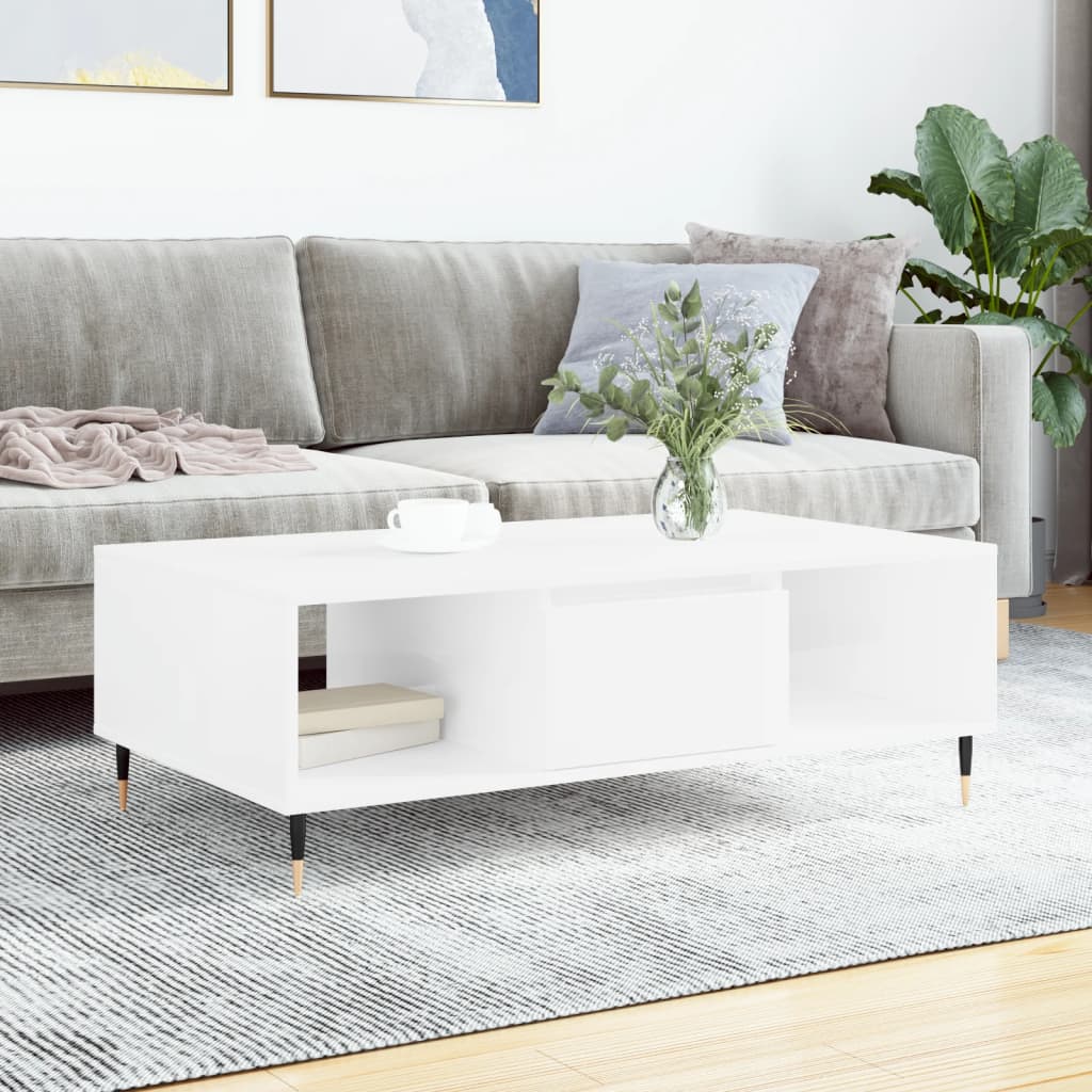 vidaXL Coffee Table High Gloss White 104x60x35 cm Engineered Wood