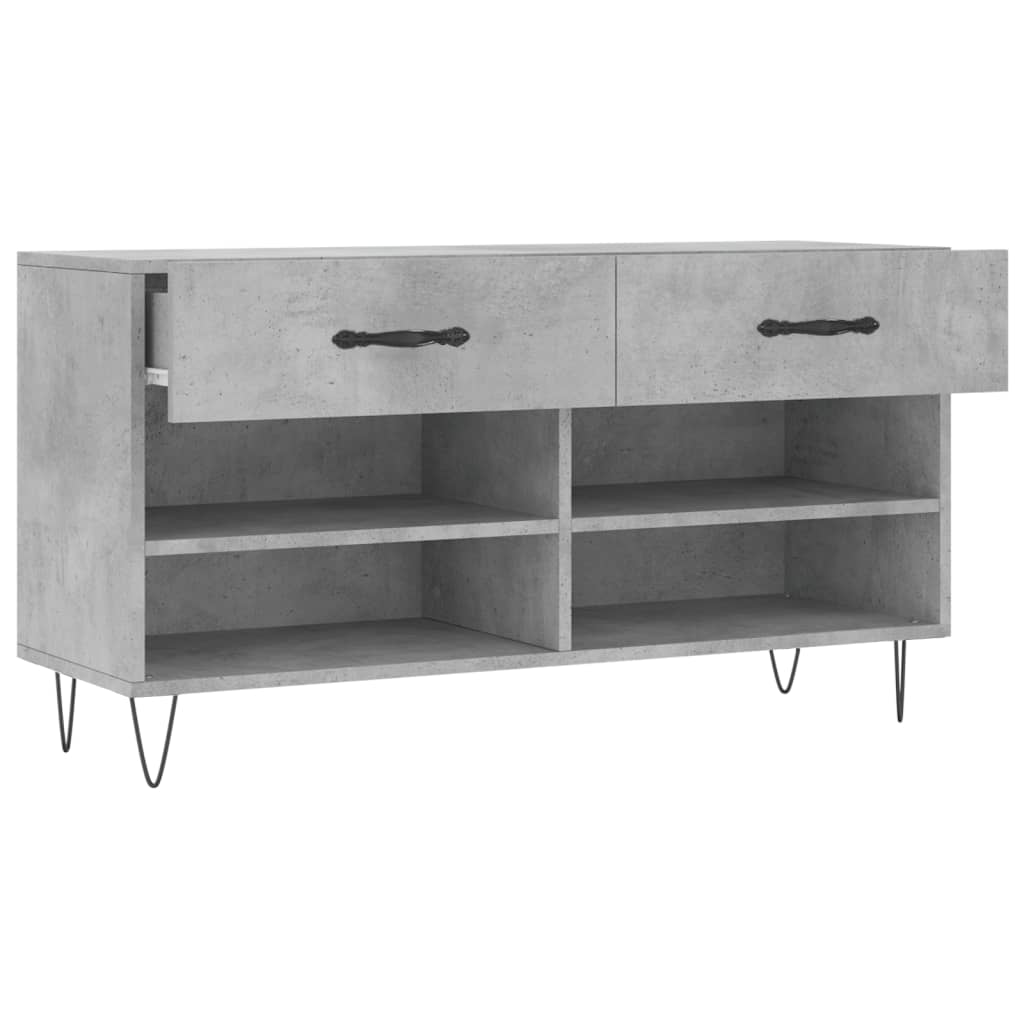 vidaXL Shoe Bench Concrete Grey 102x35x55 cm Engineered Wood