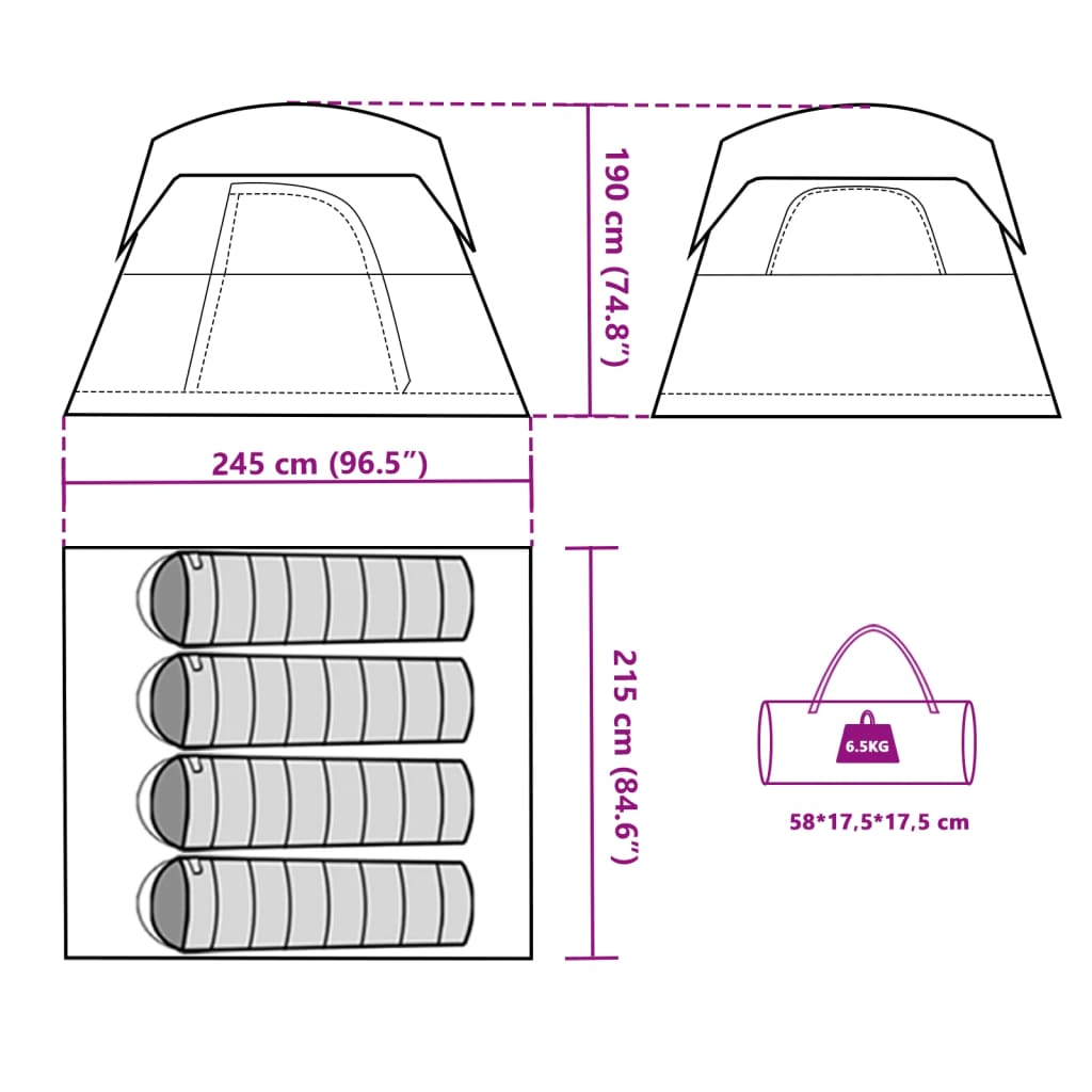 vidaXL Camping Tent Cabin 4-Person Orange Waterproof