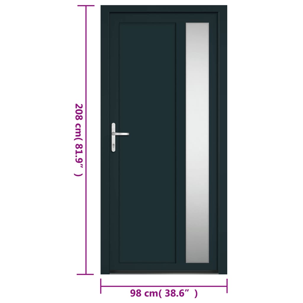 vidaXL Front Door Anthracite 98x208 cm PVC