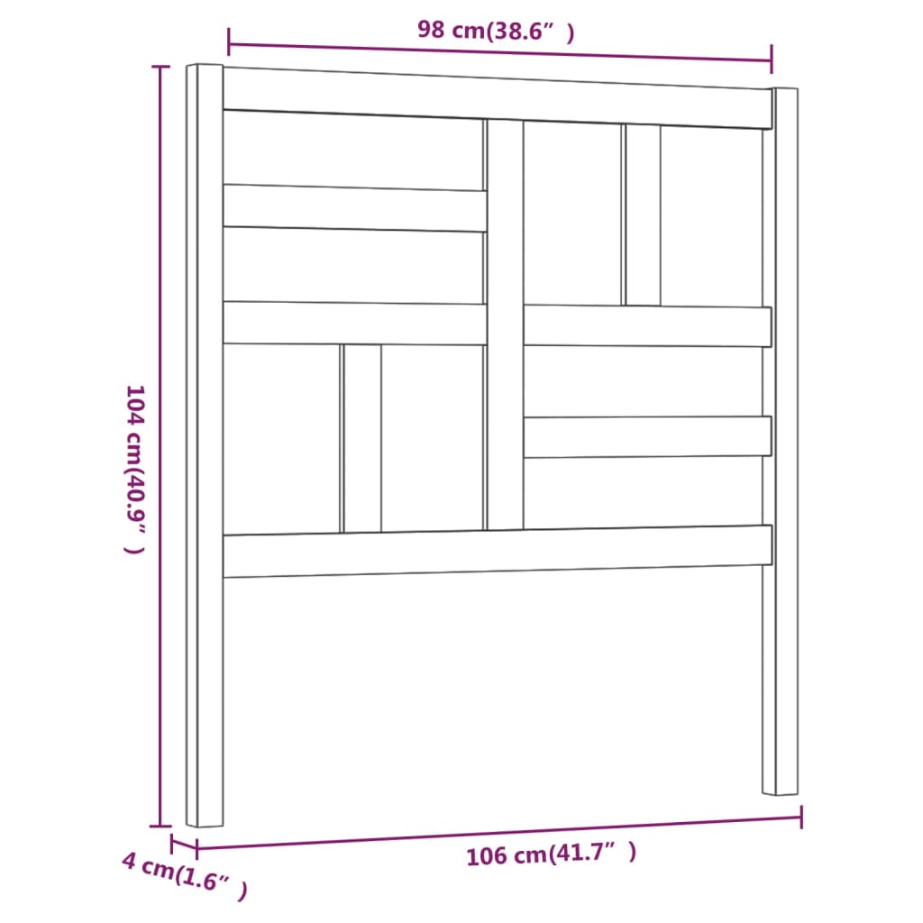 vidaXL Bed Headboard 106x4x104 cm Solid Wood Pine