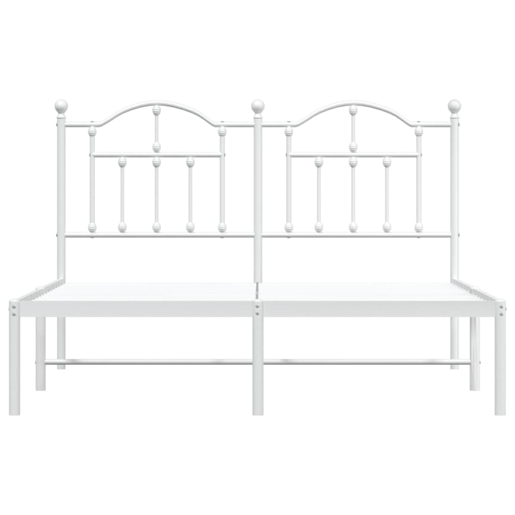 vidaXL Metal Bed Frame without Mattress with Headboard White 150x200 cm King Size