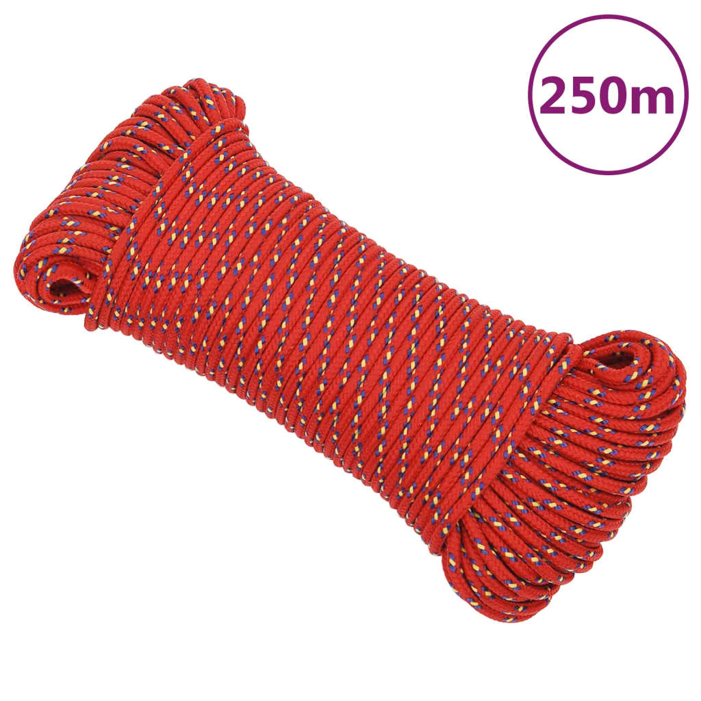 vidaXL Boat Rope Red 4 mm 250 m Polypropylene