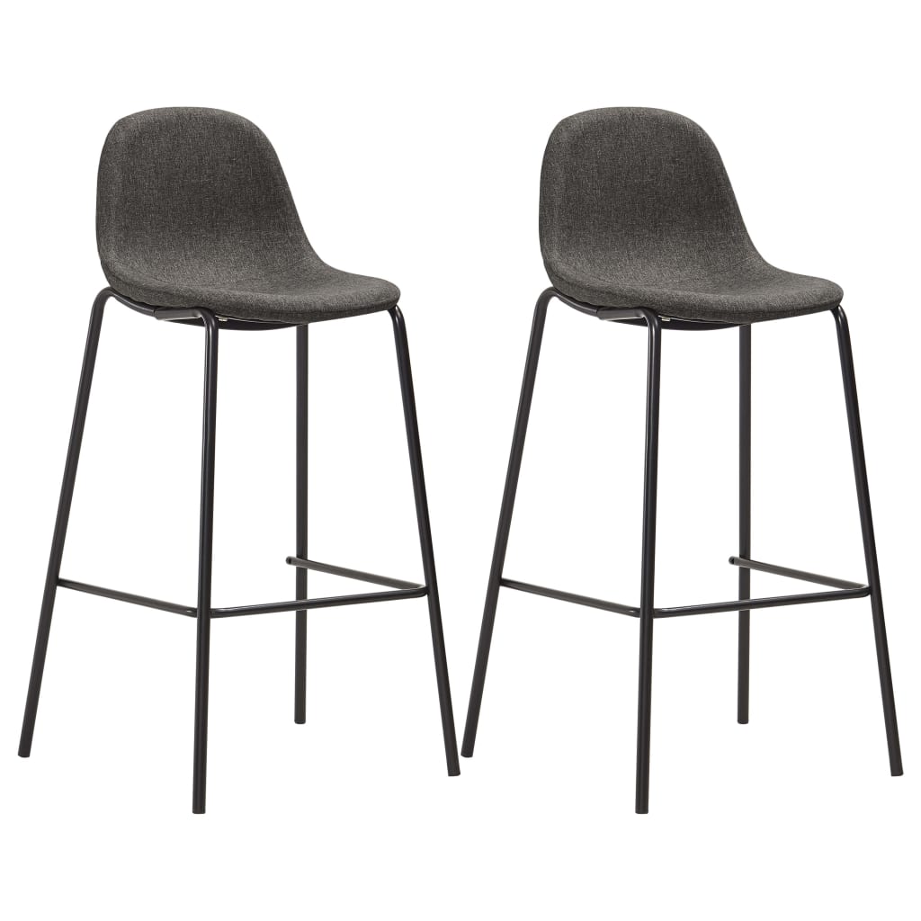 vidaXL Bar Stools 2 pcs Dark Grey Fabric