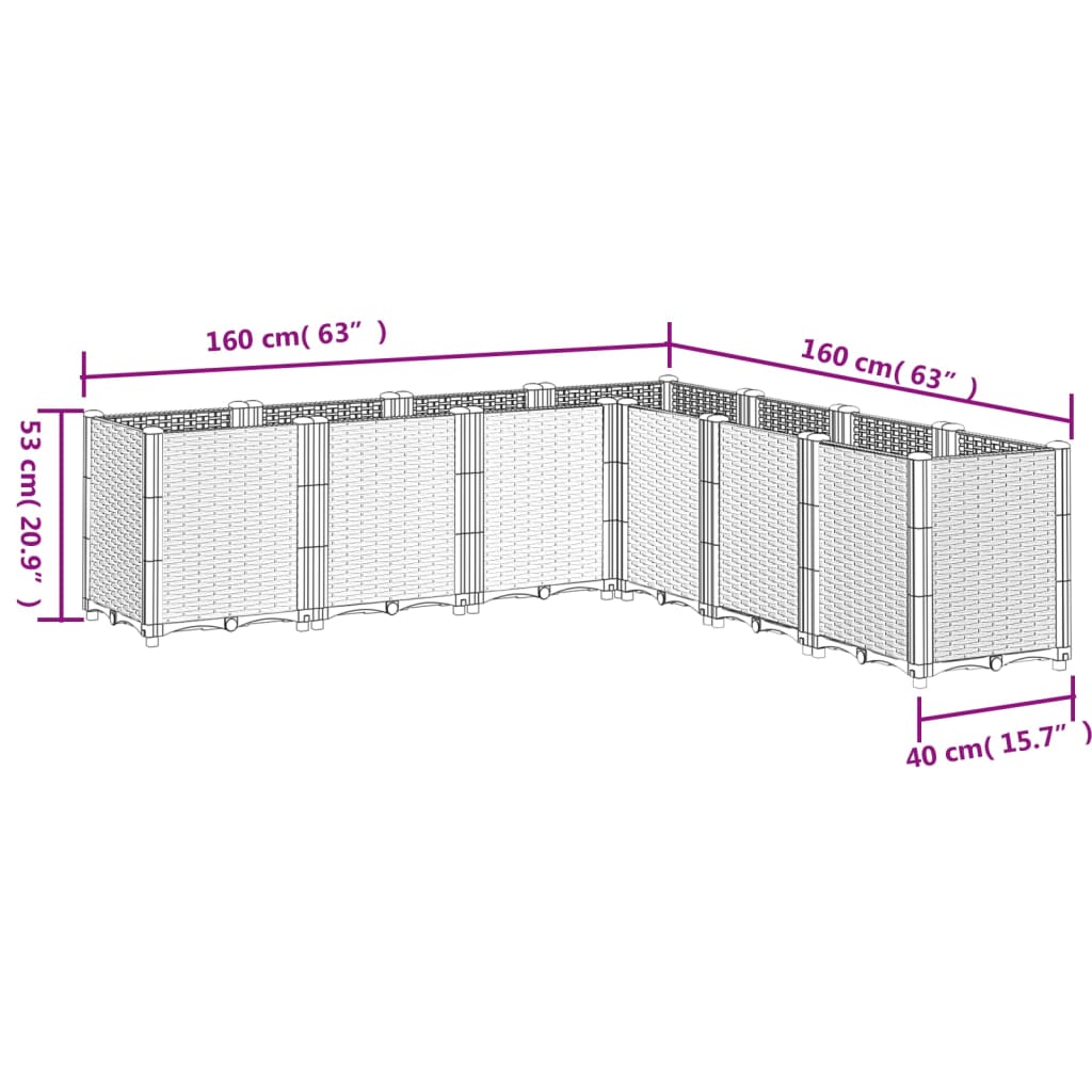 vidaXL Garden Planter White 160x160x53 cm PP