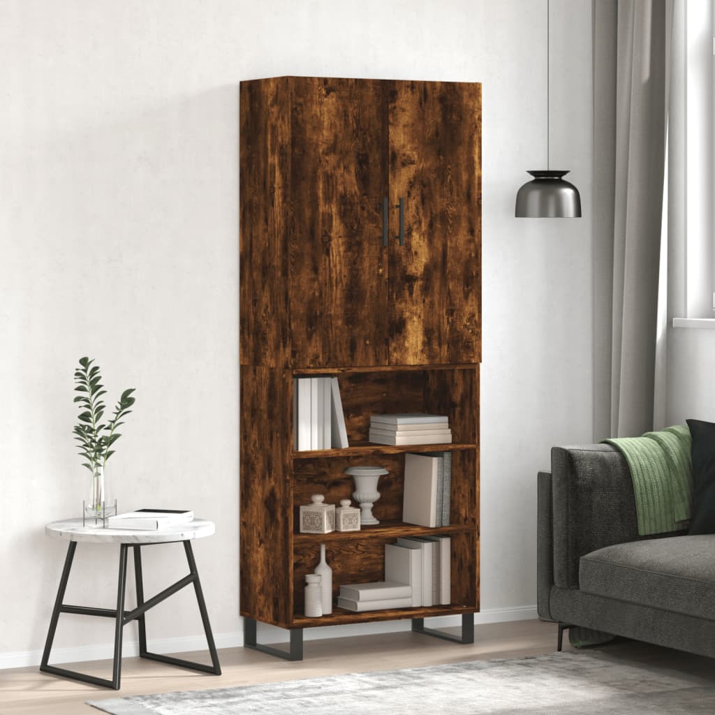 vidaXL Highboard Smoked Oak 69.5x34x180 cm Engineered Wood