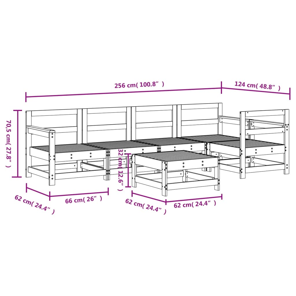 vidaXL 6 Piece Garden Lounge Set Impregnated Wood Pine