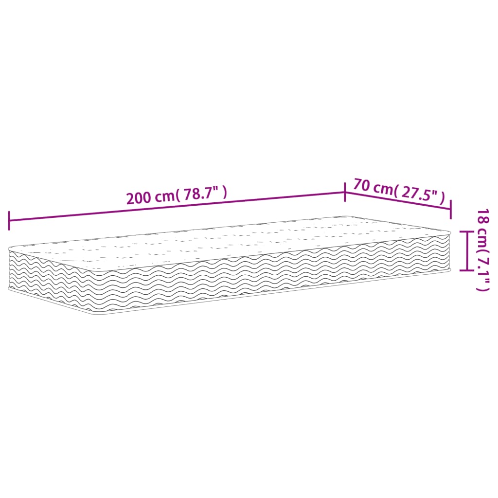 vidaXL Bonnell Spring Mattress Medium 70x200 cm