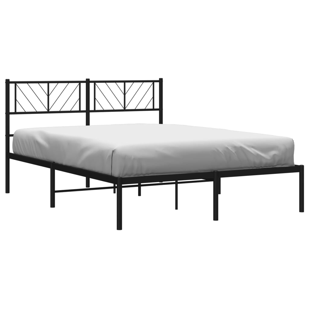 vidaXL Metal Bed Frame without Mattress with Headboard Black 120x190 cm Small Double