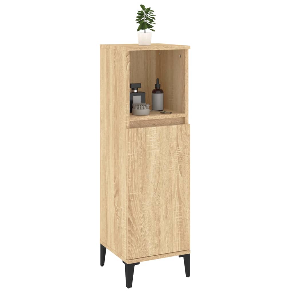 vidaXL Bathroom Cabinet Sonoma Oak 30x30x100 cm Engineered Wood