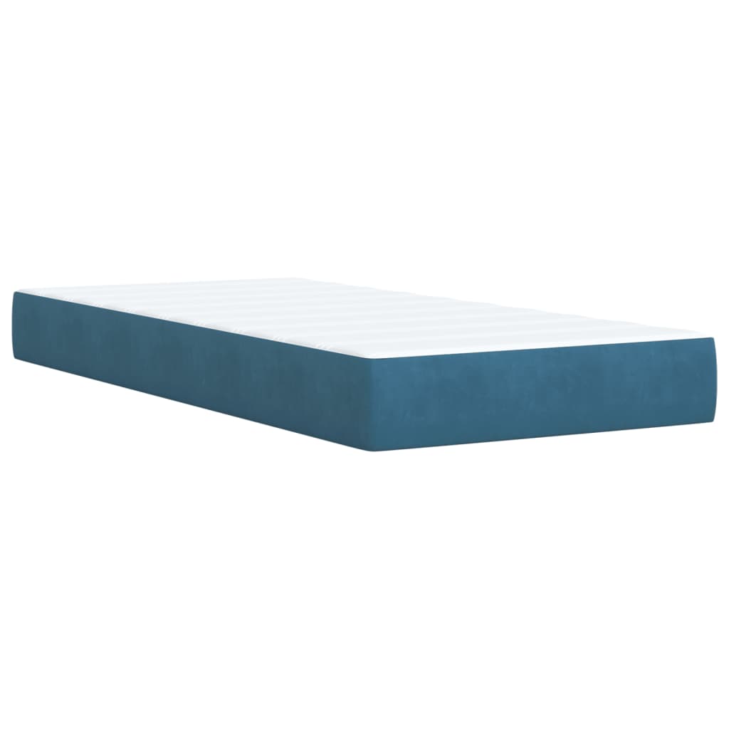 vidaXL Box Spring Bed with Mattress Dark Blue 90x190 cm Velvet