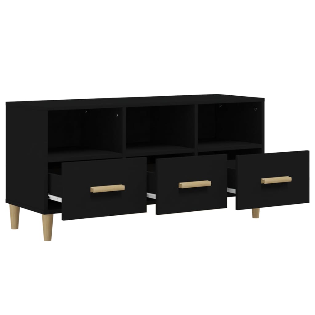 vidaXL TV Cabinet Black 102x36x50 cm Engineered Wood