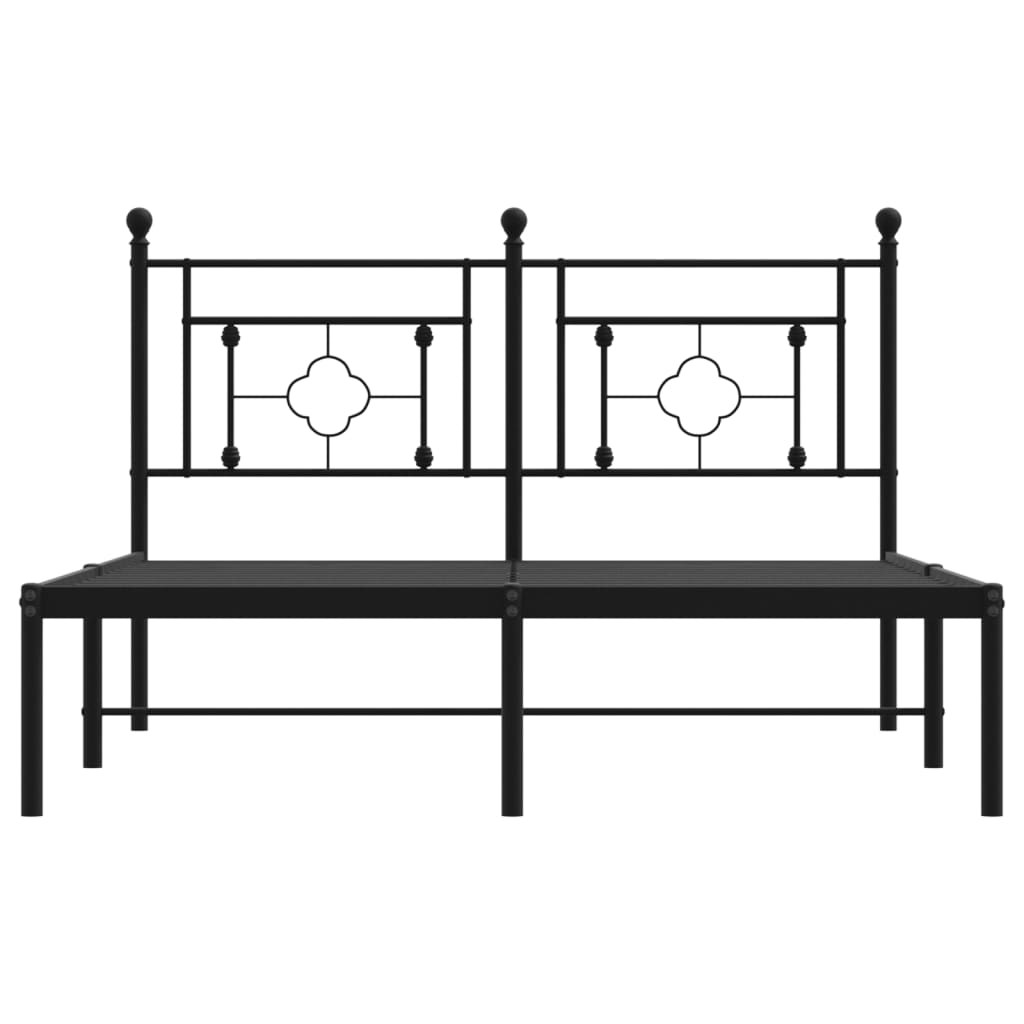 vidaXL Metal Bed Frame without Mattress with Headboard Black 140x190 cm