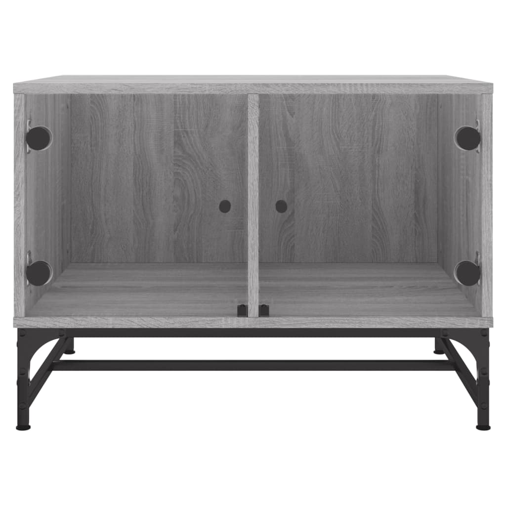 vidaXL Coffee Table with Glass Doors Grey Sonoma 68.5x50x50 cm