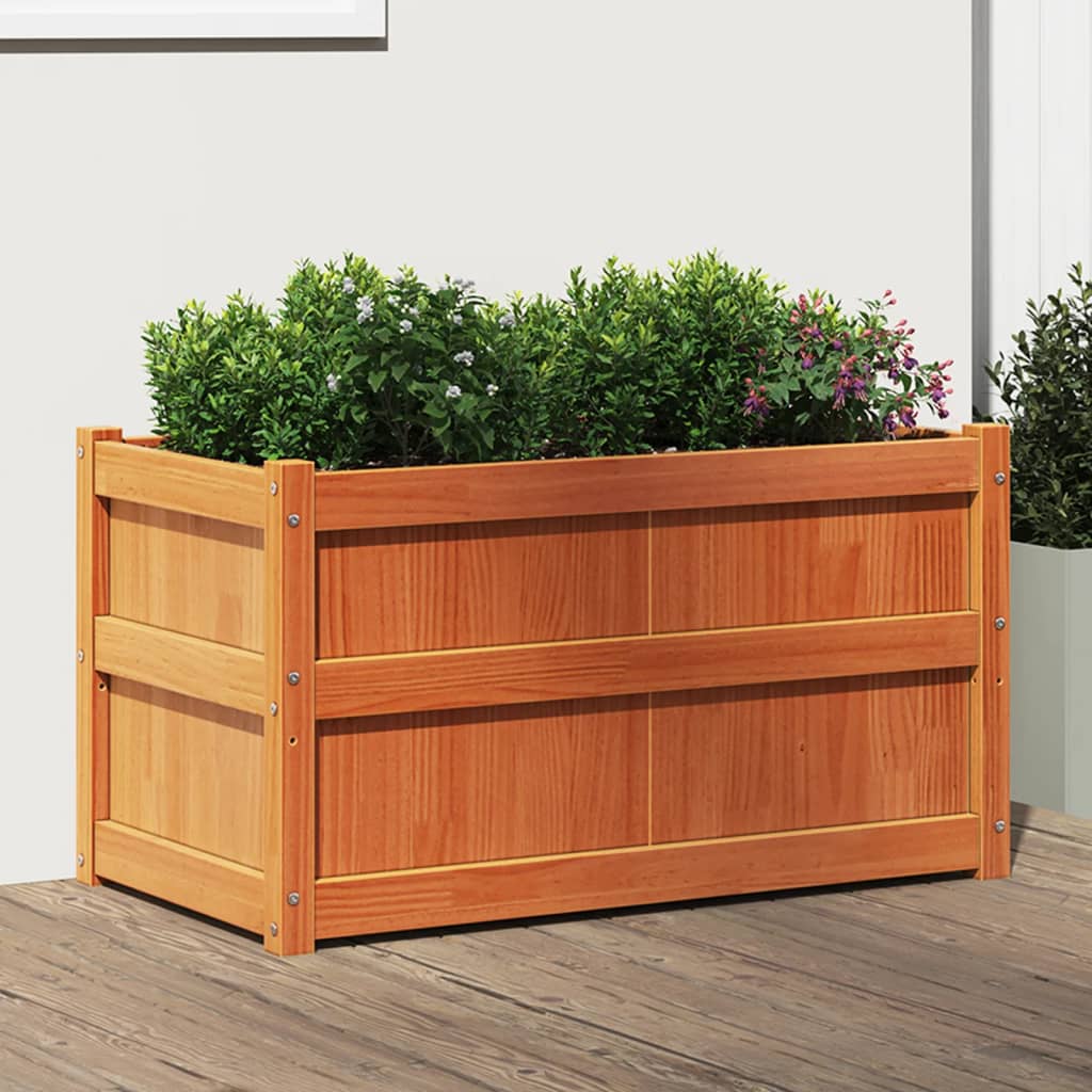 vidaXL Garden Planter Wax Brown 90x50x50 cm Solid Wood Pine