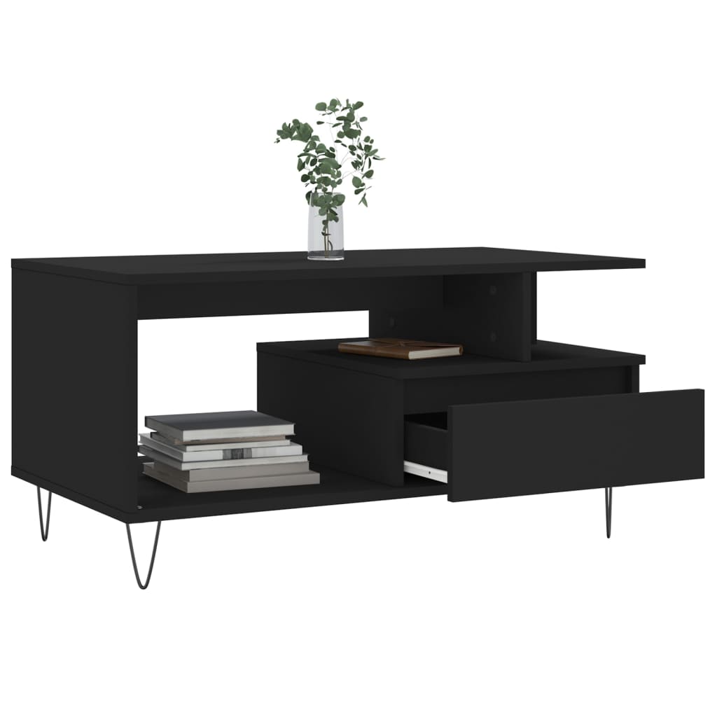 vidaXL Coffee Table Black 90x49x45 cm Engineered Wood