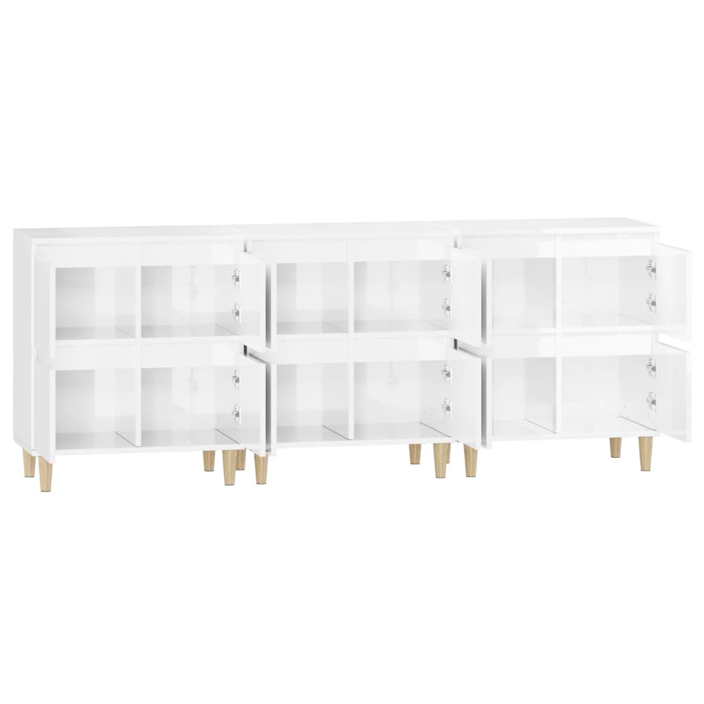 vidaXL Sideboards 3 pcs High Gloss White 60x35x70 cm Engineered Wood