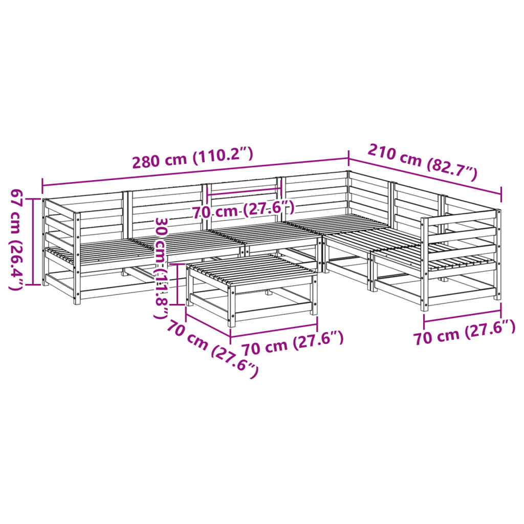 vidaXL 7 Piece Garden Sofa Set Impregnated Wood Pine