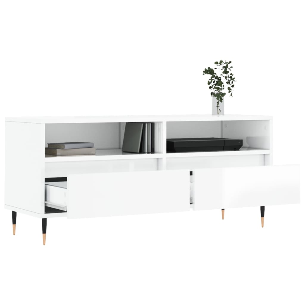 vidaXL TV Cabinet High Gloss White 100x34.5x44.5 cm Engineered Wood