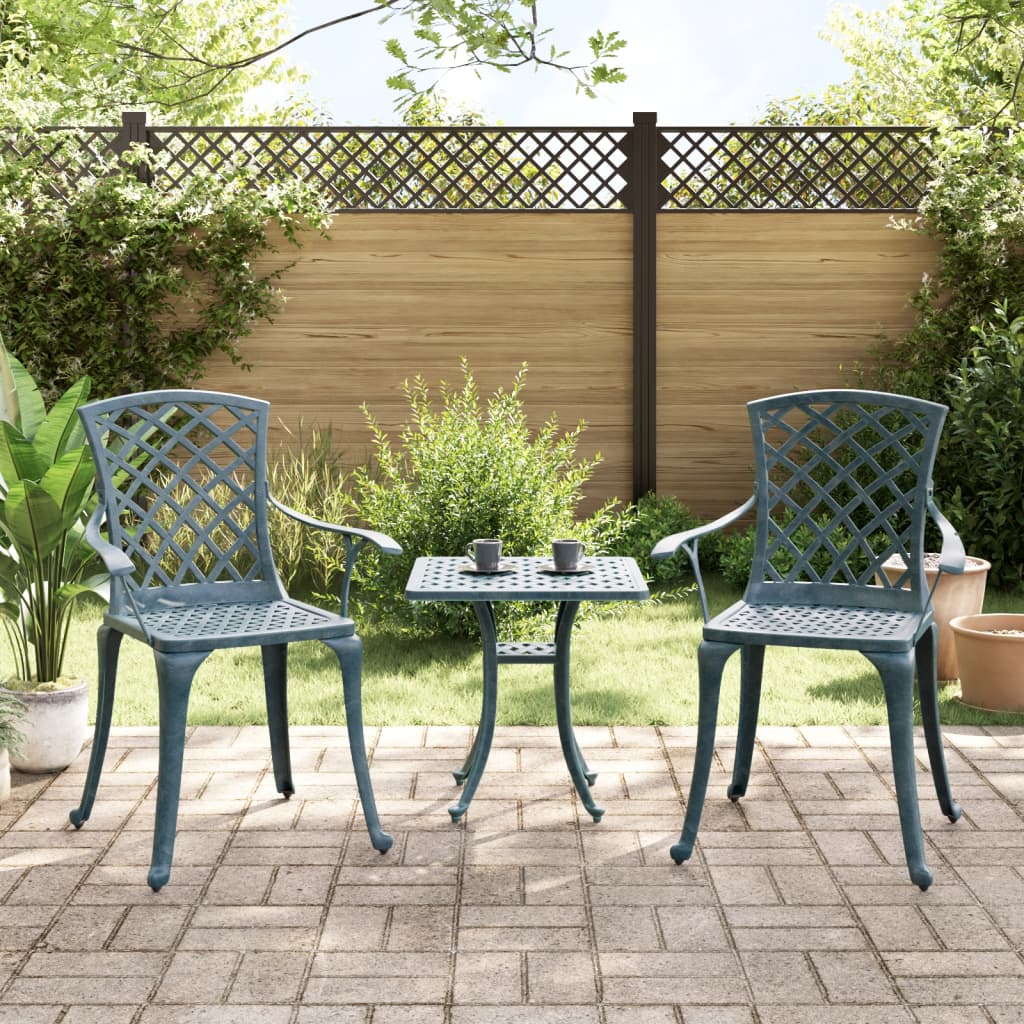 vidaXL Garden Chairs 2 pcs Green Cast Aluminium