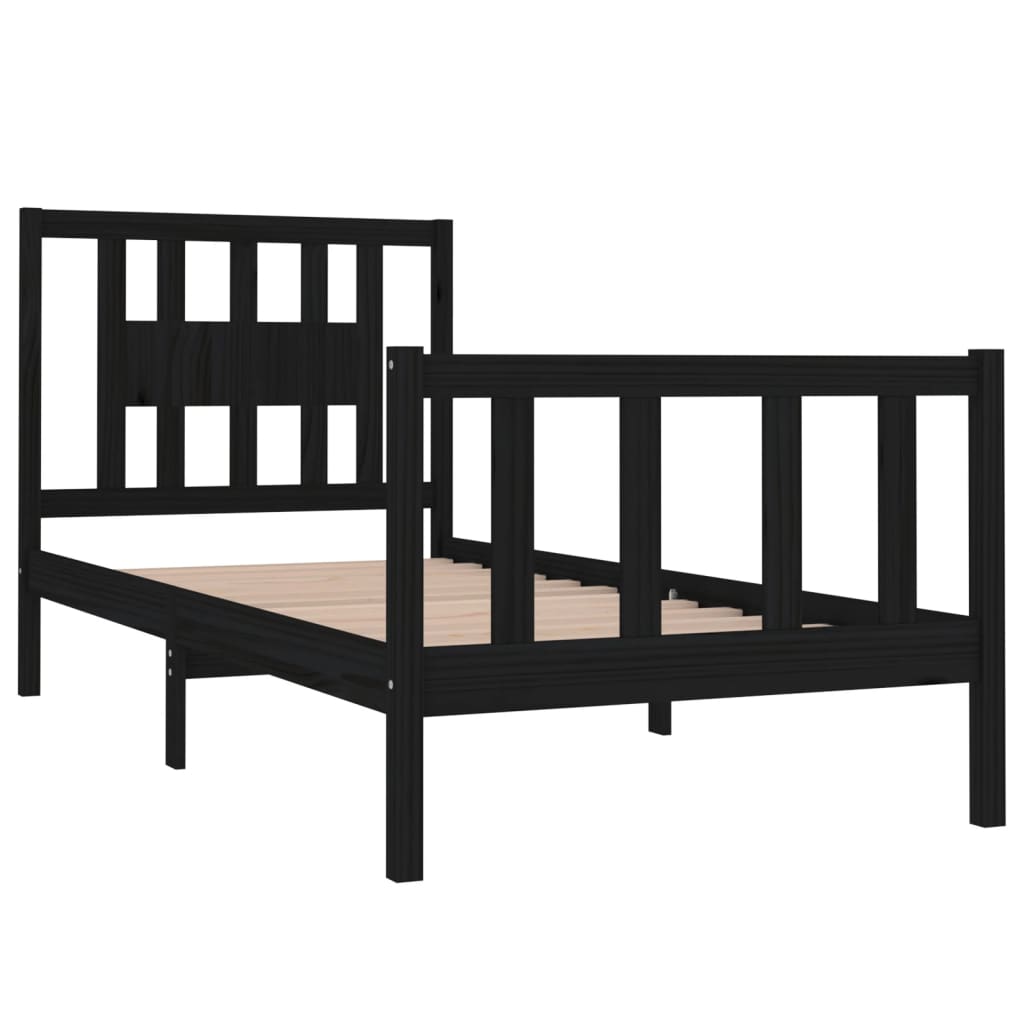 vidaXL Bed Frame without Mattress Black 90x190 cm Single Solid Wood