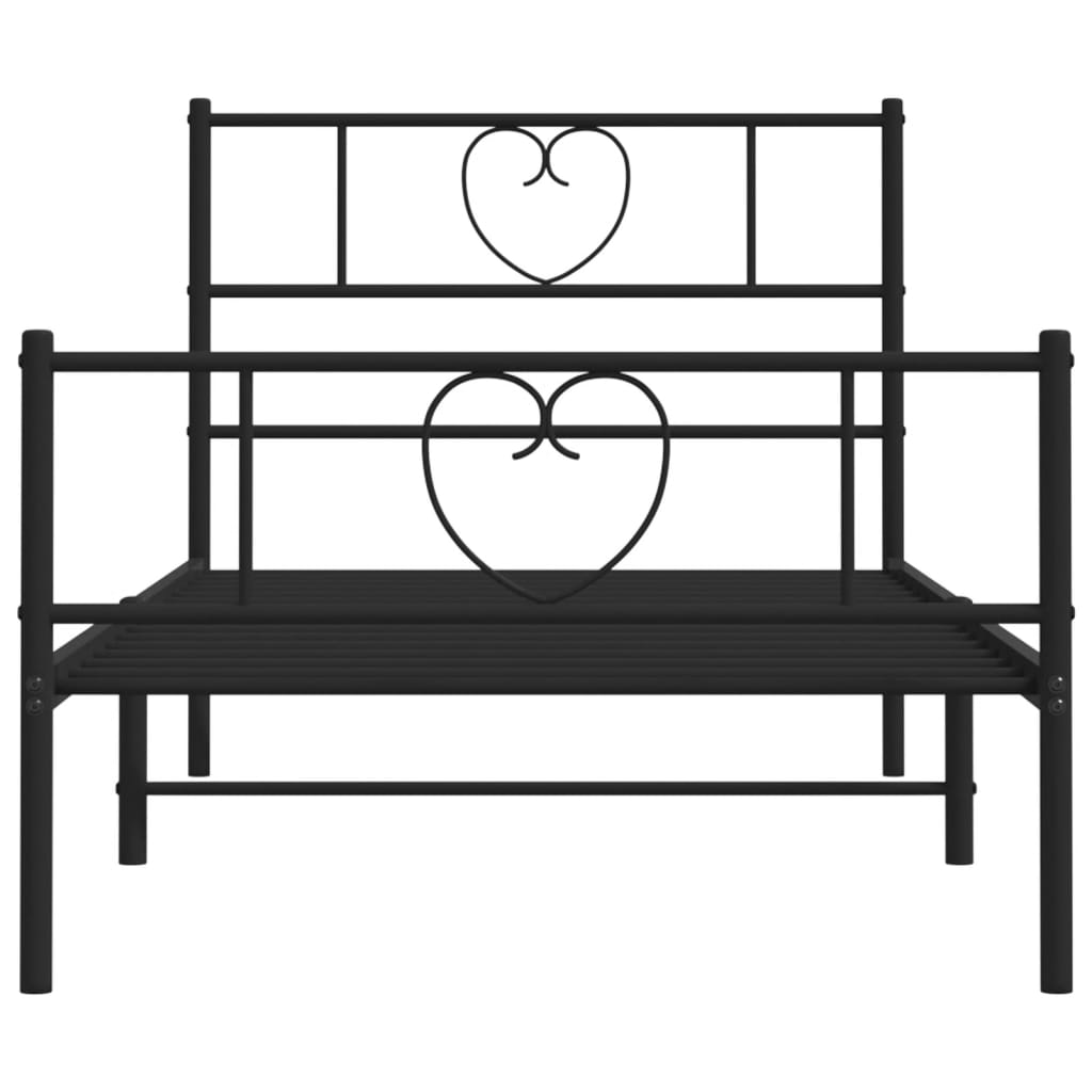 vidaXL Metal Bed Frame without Mattress with Footboard Black 107x203 cm