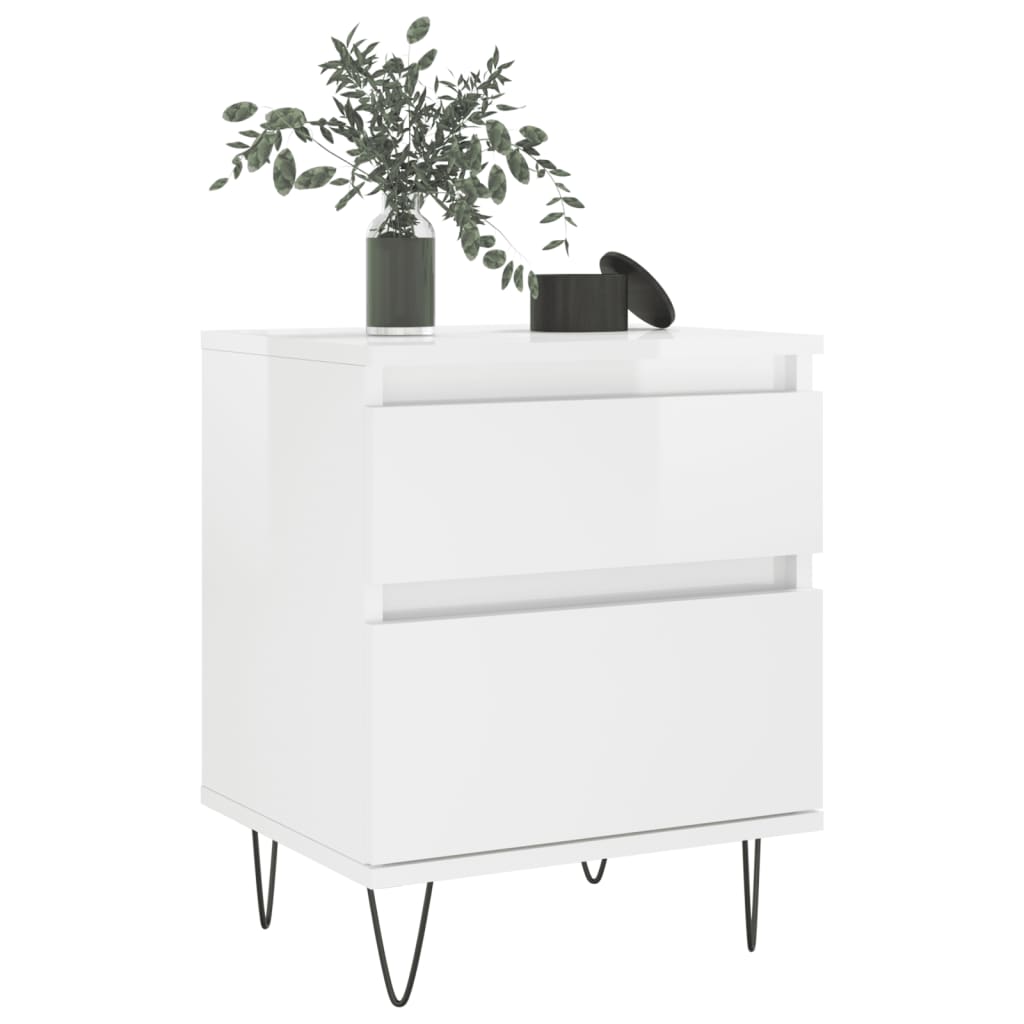 vidaXL Bedside Cabinets 2 pcs High Gloss White 40x35x50 cm Engineered Wood