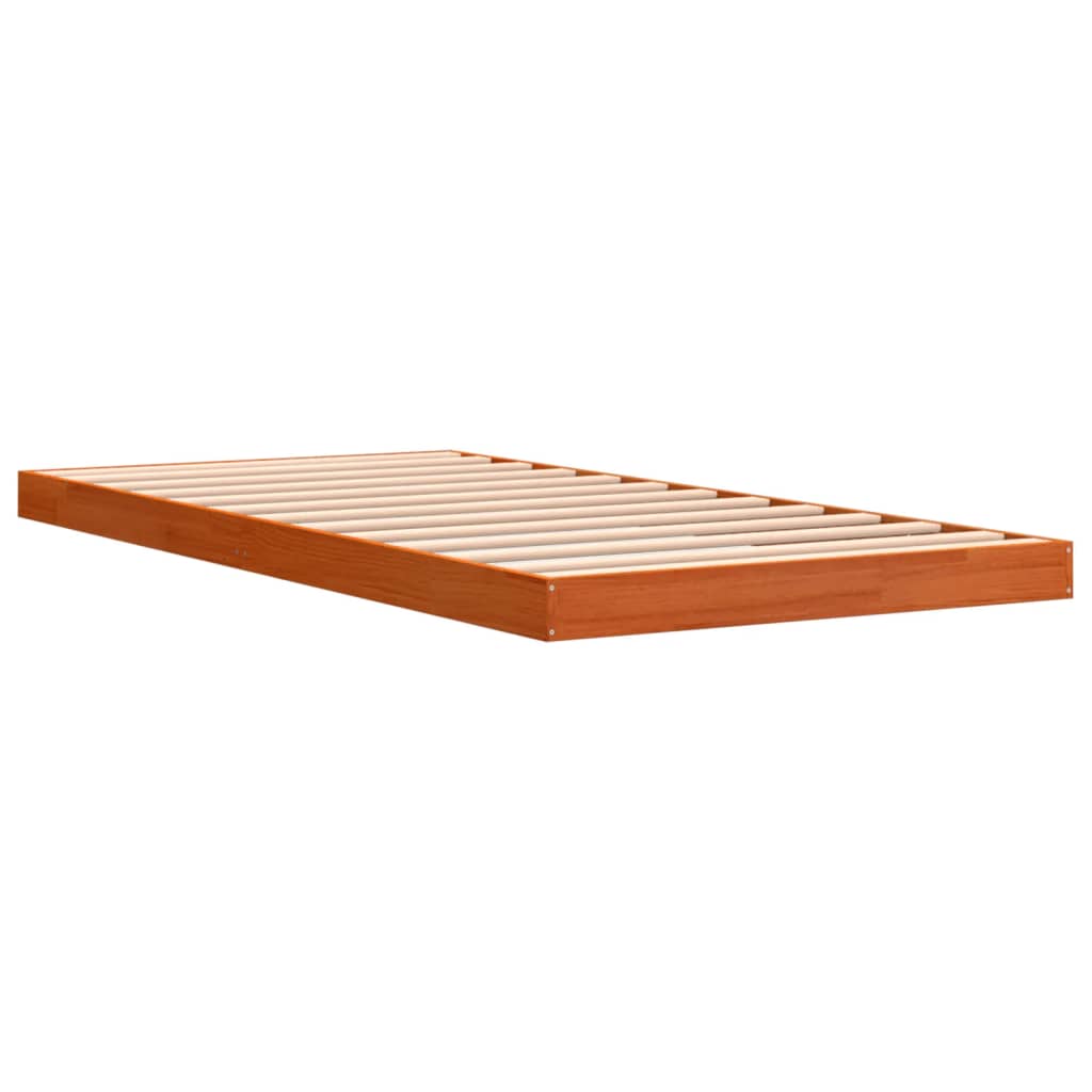 vidaXL Bed Frame without Mattress Wax Brown 90x190 cm Single Solid Wood Pine