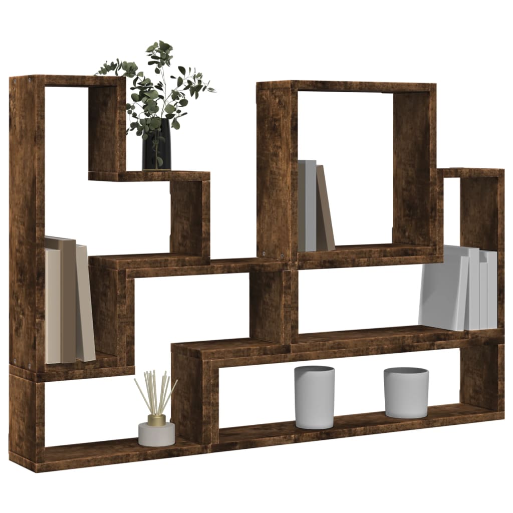 vidaXL Wall Shelf Smoked Oak 96x12x64 cm Engineered Wood