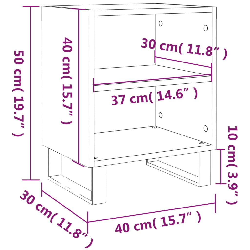 vidaXL Bedside Cabinets 2 pcs Black 40x30x50 cm Engineered Wood