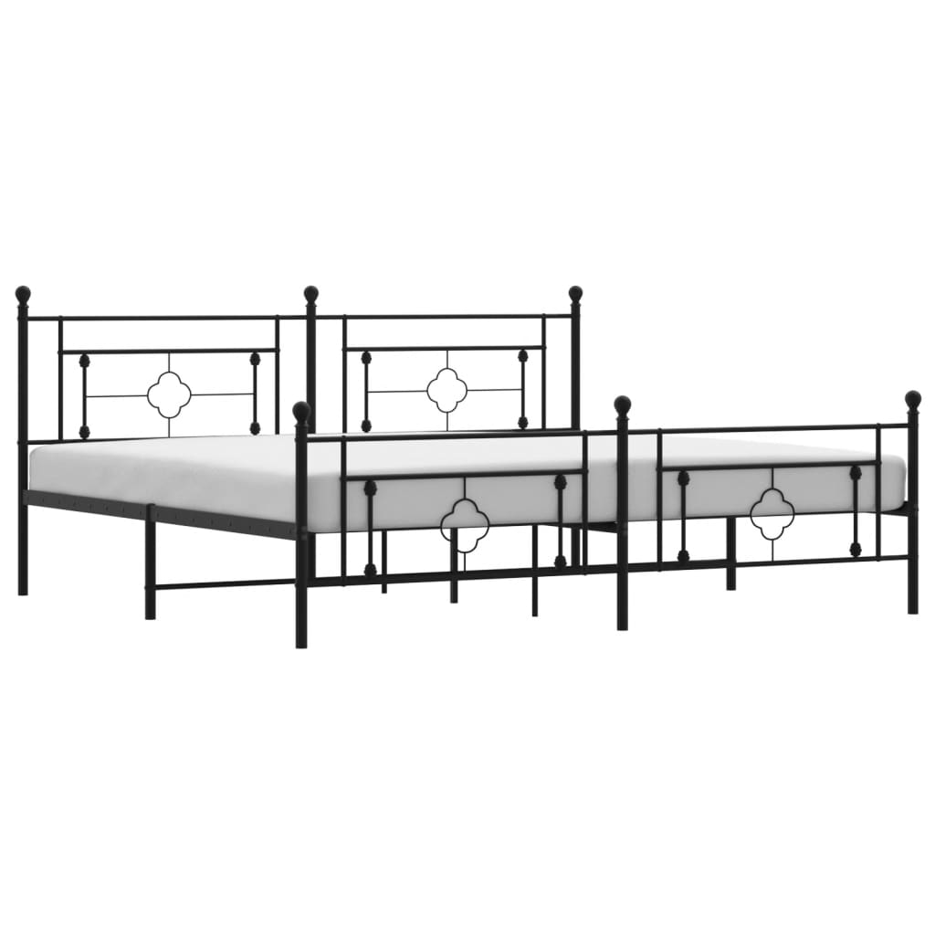 vidaXL Metal Bed Frame without Mattress with Footboard Black 200x200 cm