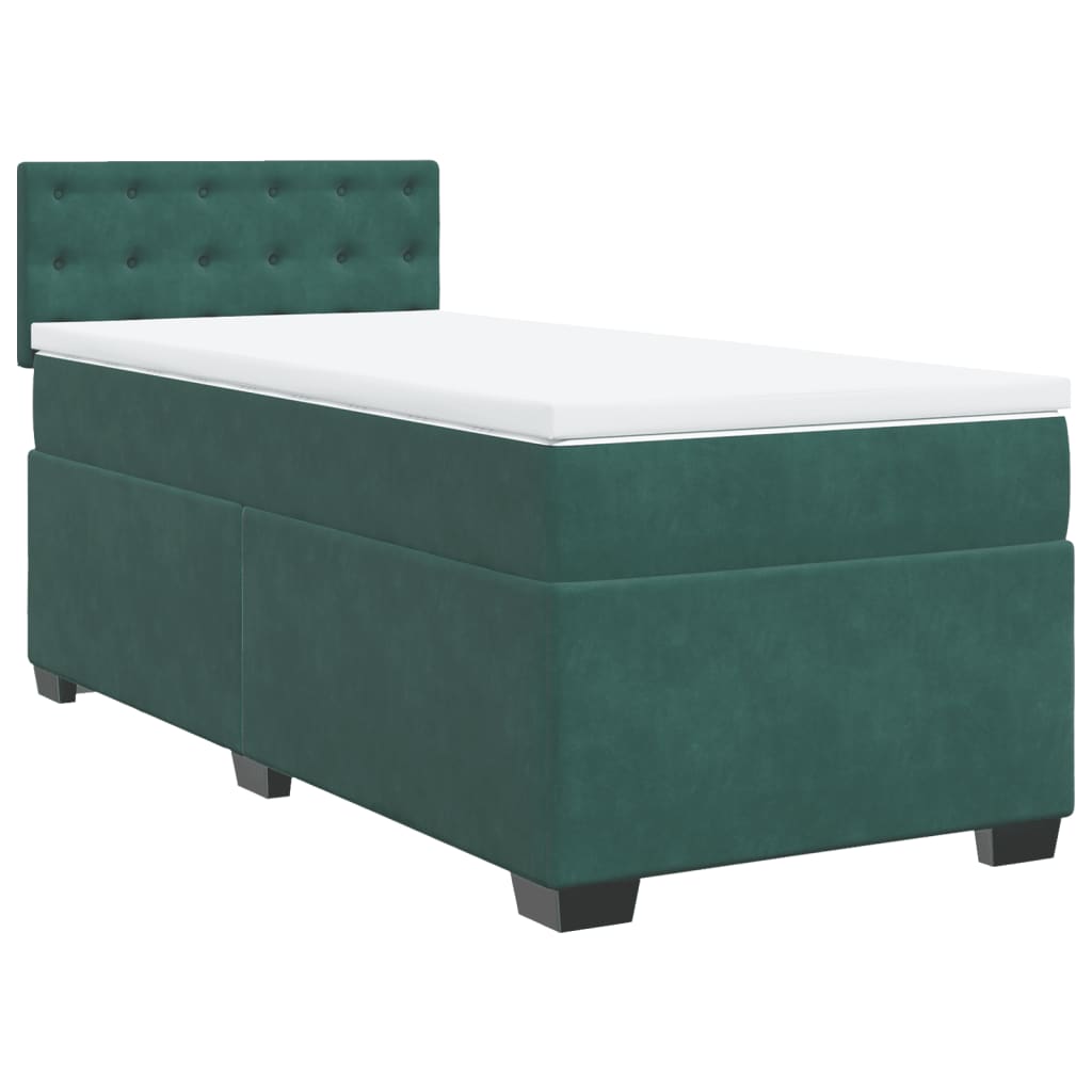 vidaXL Box Spring Bed with Mattress Dark Green 100x200 cm Velvet