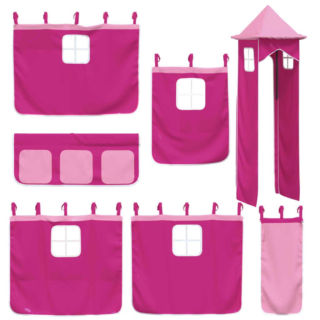 vidaXL Kids' Loft Bed with Tower without Mattress Pink 80x200 cm