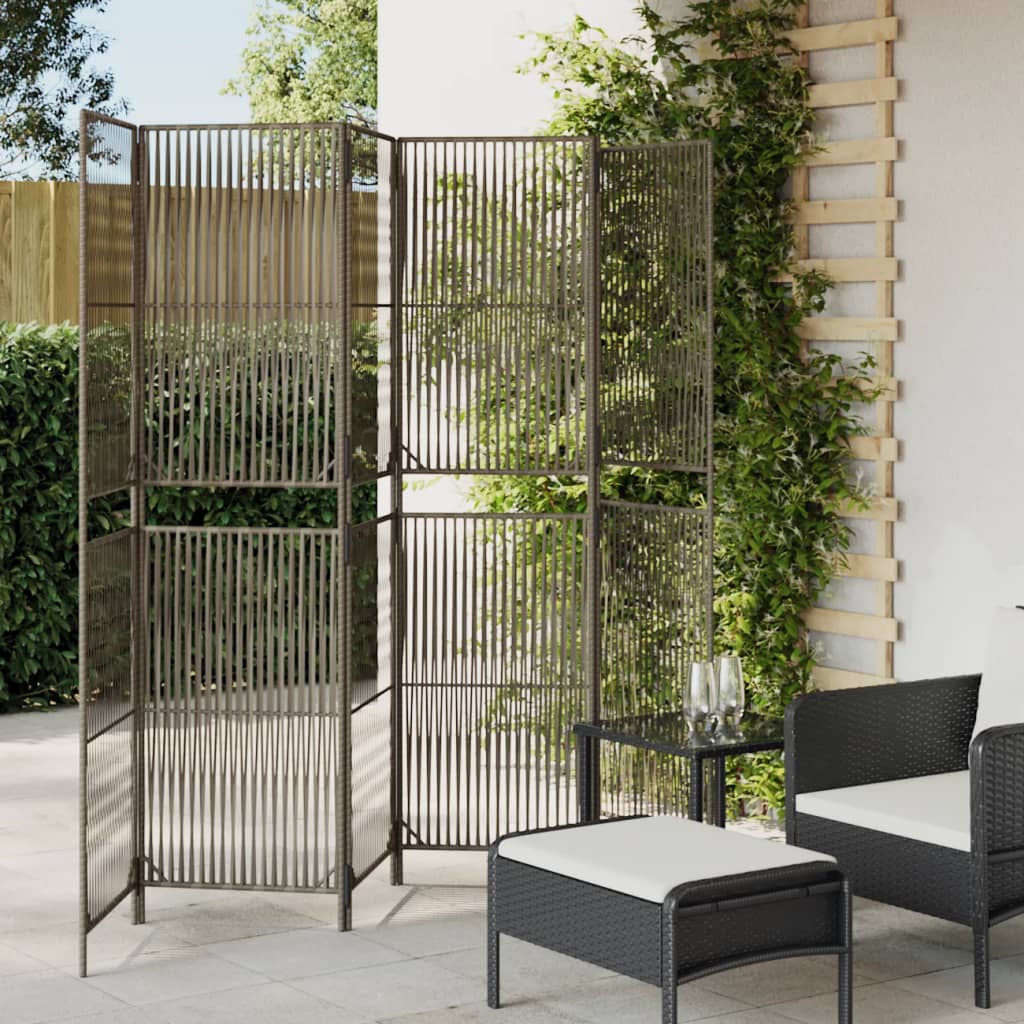 vidaXL Room Divider 6 Panels Grey Poly Rattan