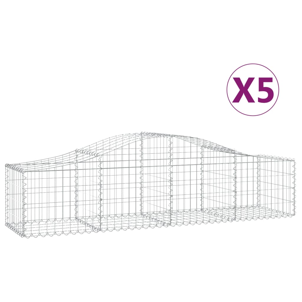 vidaXL Arched Gabion Baskets 5 pcs 200x50x40/60 cm Galvanised Iron