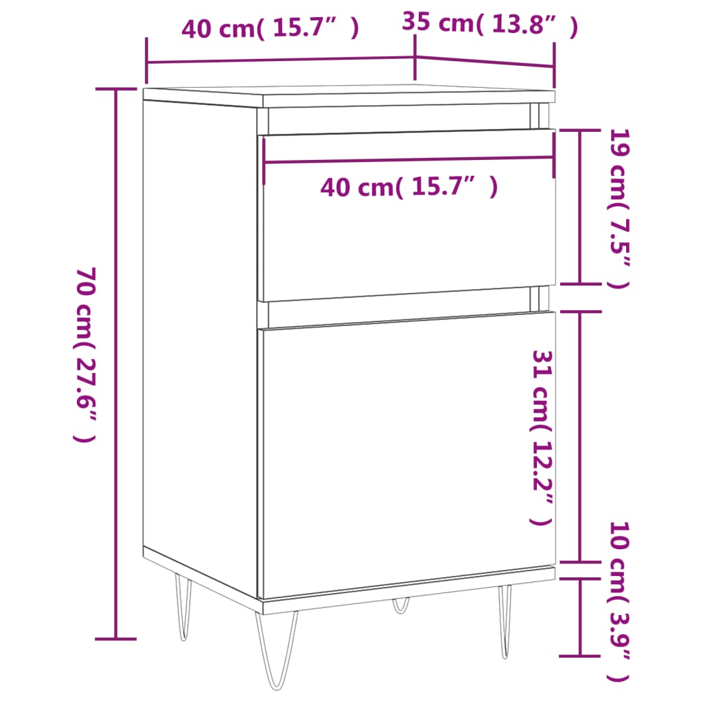 vidaXL Sideboard Grey Sonoma 40x35x70 cm Engineered Wood