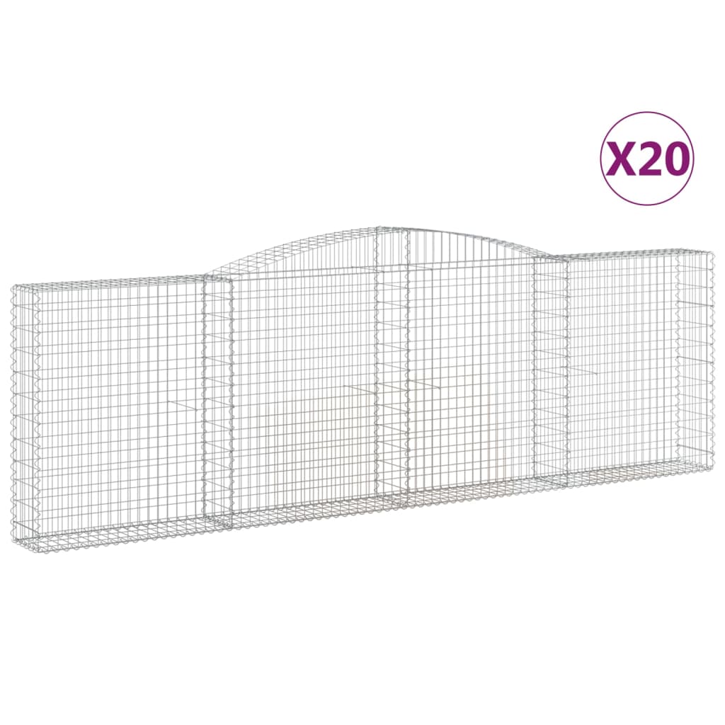 vidaXL Arched Gabion Baskets 20 pcs 400x30x120/140 cm Galvanised Iron